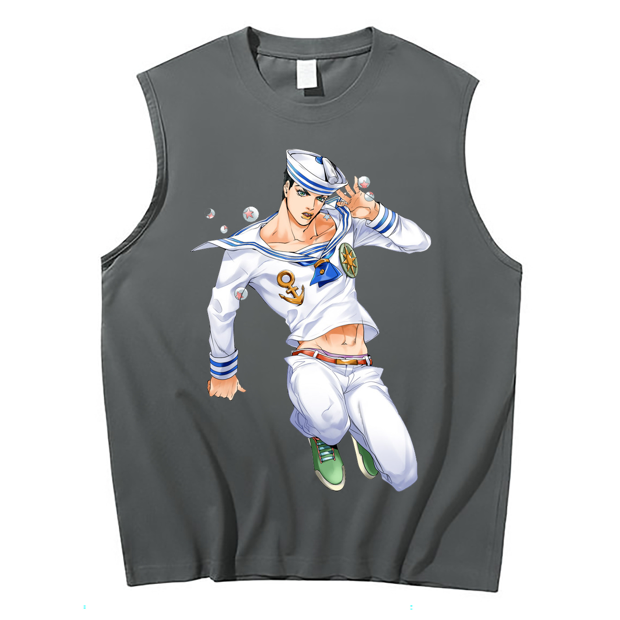 （画像用） ジョジョの奇妙な冒険 東方定助 JoJo's Bizarre Adventure Higashikata Josuke コットン100％タンクトップ（フロントプリント）
